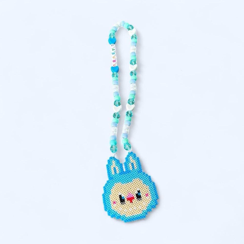 Handmade Labubu perler necklace